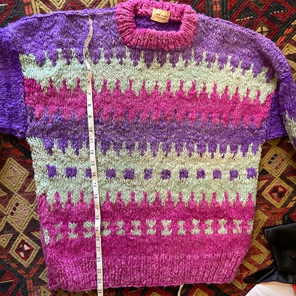 Handmade in Chile slouchy oversized chunky hippie sweater wool jumper - Picture 12 of 16